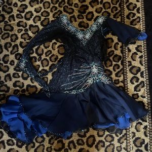 Black & Navy blue ballroom /salsa dancing 90’s vintage rhinestone stretch dream